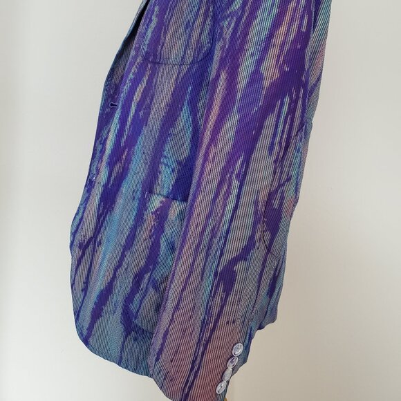 Zegna silk Sport suit Coat Blazer Black red Purple blue gray stripe 52 med large - Picture 6 of 10